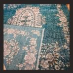 One of a kind vintage Turkish rug Isparta 9.8x7 handmade wool teal medallion rare color