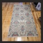 One of a kind vintage Turkish rug Isparta 6x3 handmade wool soft neutral floral design