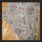 One of a kind vintage Turkish rug Isparta 6x3 handmade wool soft neutral floral design
