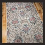 One of a kind vintage Turkish rug Isparta 6x3 handmade wool soft neutral floral design