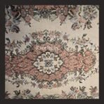 One of a kind vintage Turkish rug Isparta 10x6 handmade wool soft pink neutral floral design