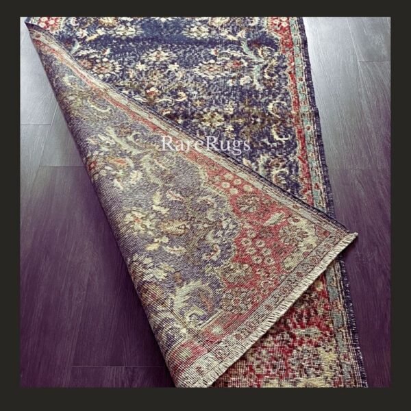 hali1d Vintage Turkish runner rug Isparta 7x3 handmade wool blue design