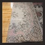 One of a kind vintage Turkish rug Isparta 10x6 handmade wool soft pink neutral floral design