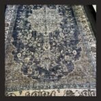 One of a kind vintage Turkish rug Isparta 10.3x6 handmade wool blue medallion very rare design