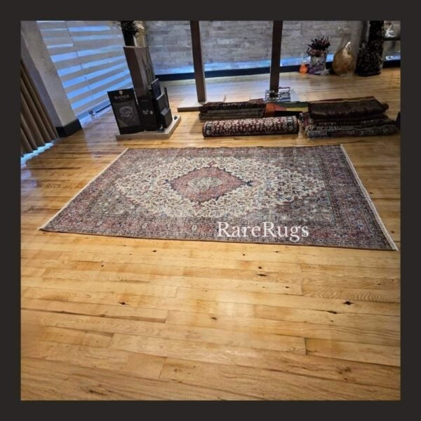 hali2b One of a kind vintage Turkish rug Isparta 8.8x5.4 handmade wool neutral floral design