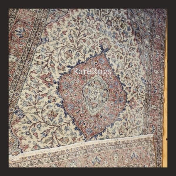 hali2d One of a kind vintage Turkish rug Isparta 8.8x5.4 handmade wool neutral floral design