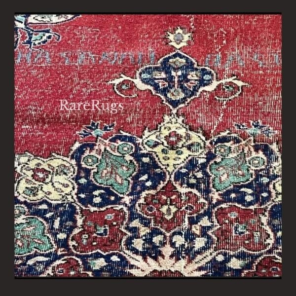 hali35d Vintage Turkish rug Isparta 9.3x6.8 handmade wool red medallion design