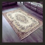 Vintage Turkish rug Isparta 10x7 handmade wool red floral design