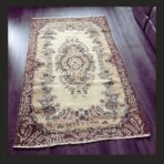 Vintage Turkish rug Isparta 10x7 handmade wool red floral design