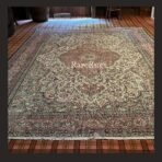 Vintage Turkish rug Isparta 11.2x7.5 handmade wool neutral medallion design