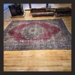 One of a kind vintage Turkish rug Isparta 9x6.6 handmade wool red medallion traditional design