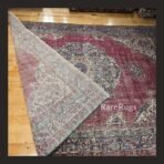 One of a kind vintage Turkish rug Isparta 9x6.6 handmade wool red medallion traditional design