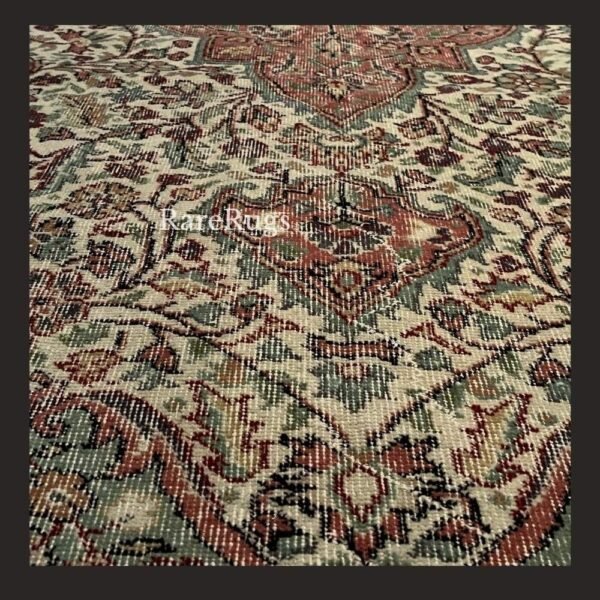 hali3d1 Vintage Turkish rug Isparta 11.2x7.5 handmade wool neutral medallion design