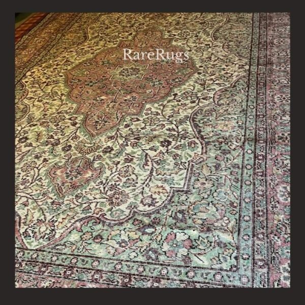 hali3h Vintage Turkish rug Isparta 11.2x7.5 handmade wool neutral medallion design