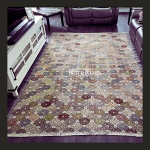 Hali40a Vintage Turkish rug Isparta 10x7 handmade wool multicolor floral design