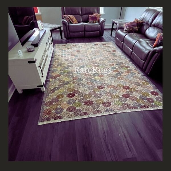 hali40e Vintage Turkish rug Isparta 10x7 handmade wool multicolor floral design