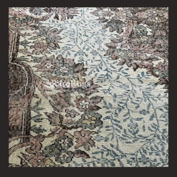 hali42c Vintage Turkish rug Isparta 9.4x6 handmade wool neutral floral design