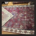 One of a kind vintage Turkish rug Isparta 9.7x6 handmade wool red all-over pattern design