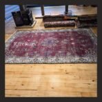 One of a kind vintage Turkish rug Isparta 9.7x6 handmade wool red all-over pattern design