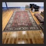 One of a kind vintage Turkish rug Isparta 10.2x6.6 handmade wool muted red all-over floral design