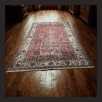 One of a kind vintage Turkish rug Isparta 10.2x6.6 handmade wool muted red all-over floral design