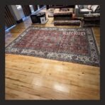 One of a kind vintage Turkish rug Isparta 10.2x6.6 handmade wool muted red all-over floral design