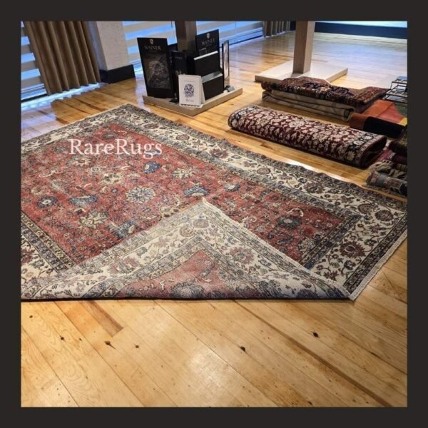 hali5e One of a kind vintage Turkish rug Isparta 10.2x6.6 handmade wool muted red all-over floral design