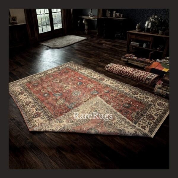 hali5f One of a kind vintage Turkish rug Isparta 10.2x6.6 handmade wool muted red all-over floral design