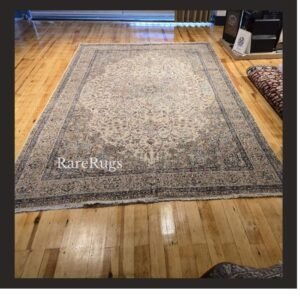 Hali6a One of a kind vintage Turkish rug Isparta 10x6.7 handmade wool neutral floral design