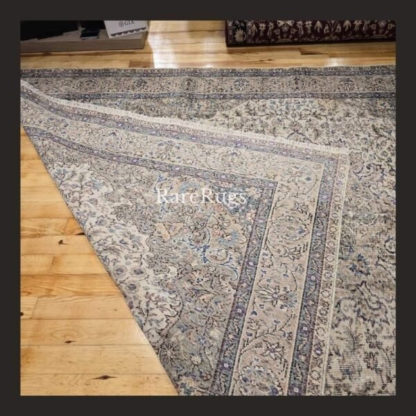 hali6b One of a kind vintage Turkish rug Isparta 10x6.7 handmade wool neutral floral design