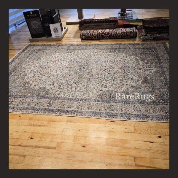 hali6c One of a kind vintage Turkish rug Isparta 10x6.7 handmade wool neutral floral design
