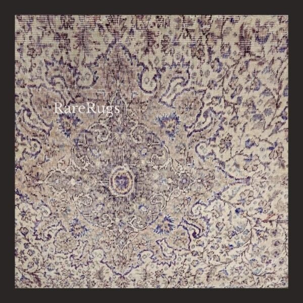 hali6d One of a kind vintage Turkish rug Isparta 10x6.7 handmade wool neutral floral design