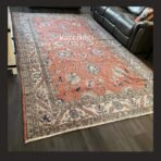 Vintage Turkish rug Isparta 12x7 handmade wool floral design