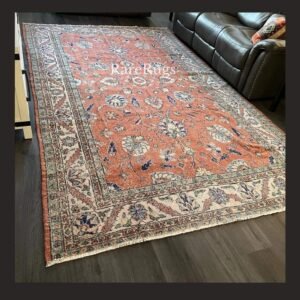 hali715b Vintage Turkish rug Isparta 12x7 handmade wool floral design