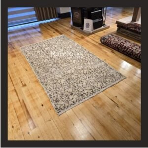 One of a kind vintage Turkish rug Isparta 6.6x3.4 handmade wool neutral small area rug