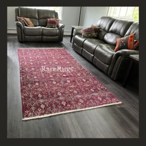 Hali8a 1 Vintage Turkish runner Isparta 9x5 faded red floral pattern