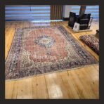 One of a kind vintage Turkish rug Isparta 9.3x7 handmade wool red medallion traditional design