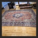 One of a kind vintage Turkish rug Isparta 9.3x7 handmade wool red medallion traditional design