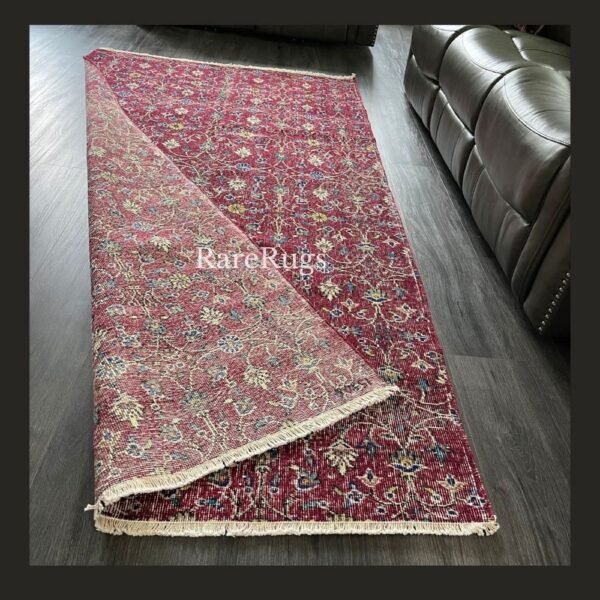 hali8c Vintage Turkish runner Isparta 9x5 faded red floral pattern