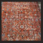 One of a kind vintage Turkish rug 10.8x7.5 handmade wool rust orange floral design