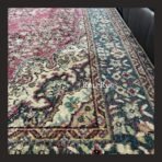 One of a kind vintage Turkish rug Isparta 10.7x6.6 handmade wool soft red floral medallion design