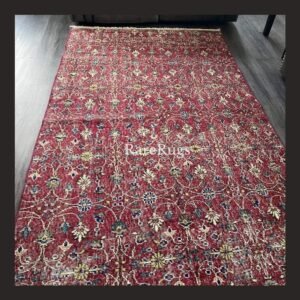One of a kind vintage Turkish runner rug Isparta 12.5x4.8 handmade wool red floral design