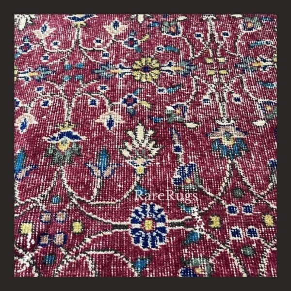 haliFd One of a kind vintage Turkish runner rug Isparta 12.5x4.8 handmade wool red floral design