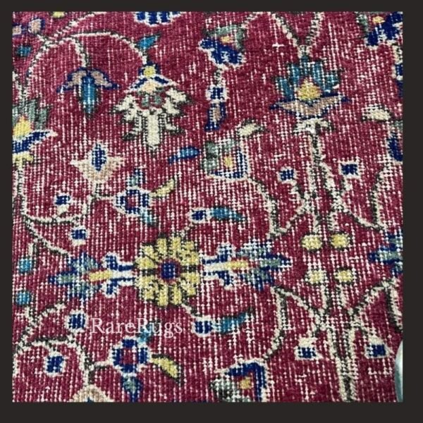 haliFe One of a kind vintage Turkish runner rug Isparta 12.5x4.8 handmade wool red floral design