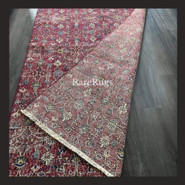 haliFf One of a kind vintage Turkish runner rug Isparta 12.5x4.8 handmade wool red floral design