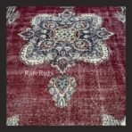 One of a kind vintage Turkish rug Isparta 11.3x6.3 handmade wool red medallion floral design