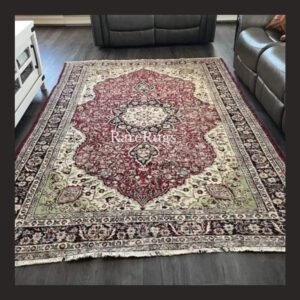 HaliGa One of a kind vintage Turkish rug Isparta 9x6 handmade wool red medallion floral design