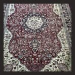 One of a kind vintage Turkish rug Isparta 9x6 handmade wool red medallion floral design