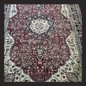 haliGb One of a kind vintage Turkish rug Isparta 9x6 handmade wool red medallion floral design