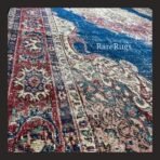 One of a kind vintage Turkish rug Isparta 11.3x6.8 handmade wool blue medallion floral design